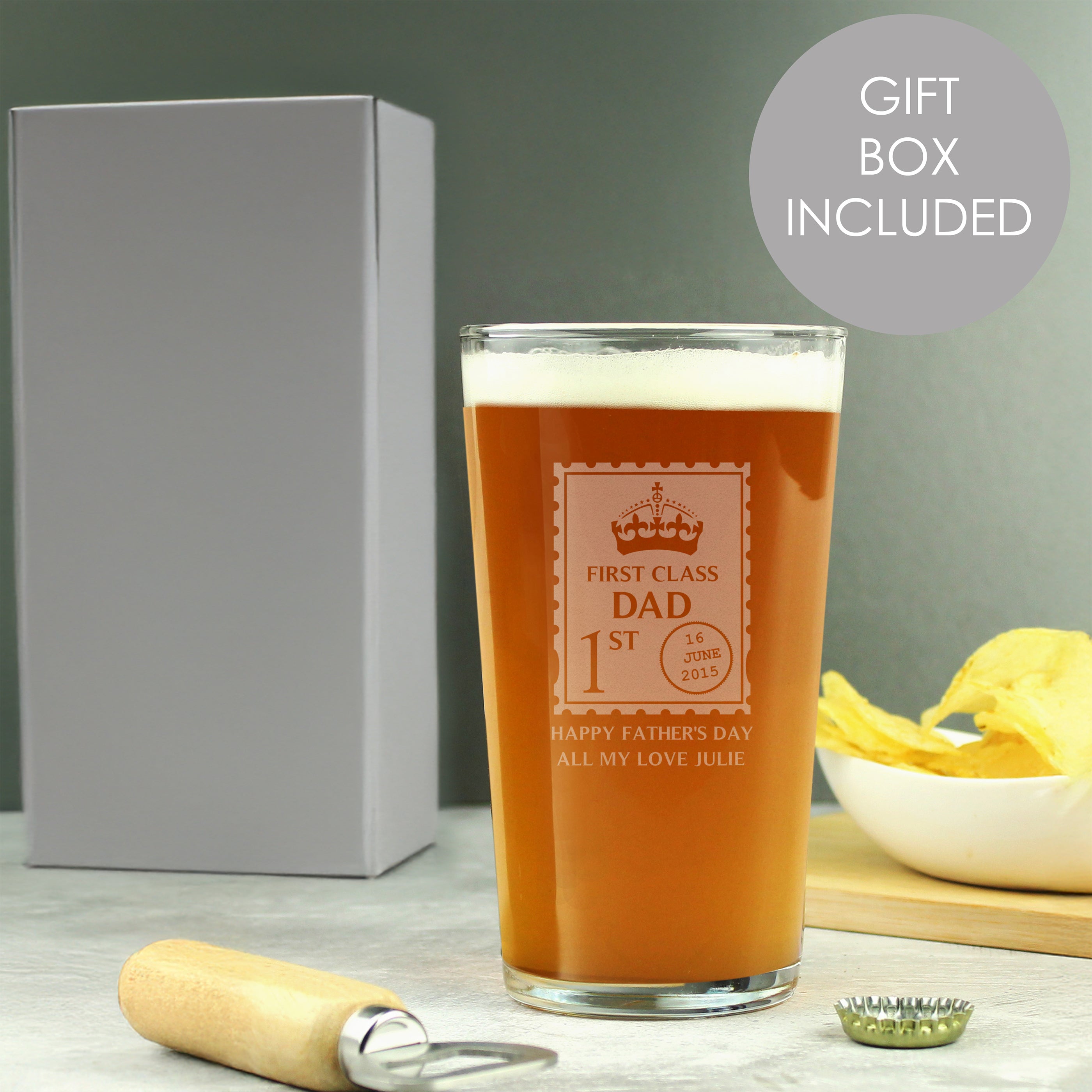 Personalised 1st Class Pint Glass