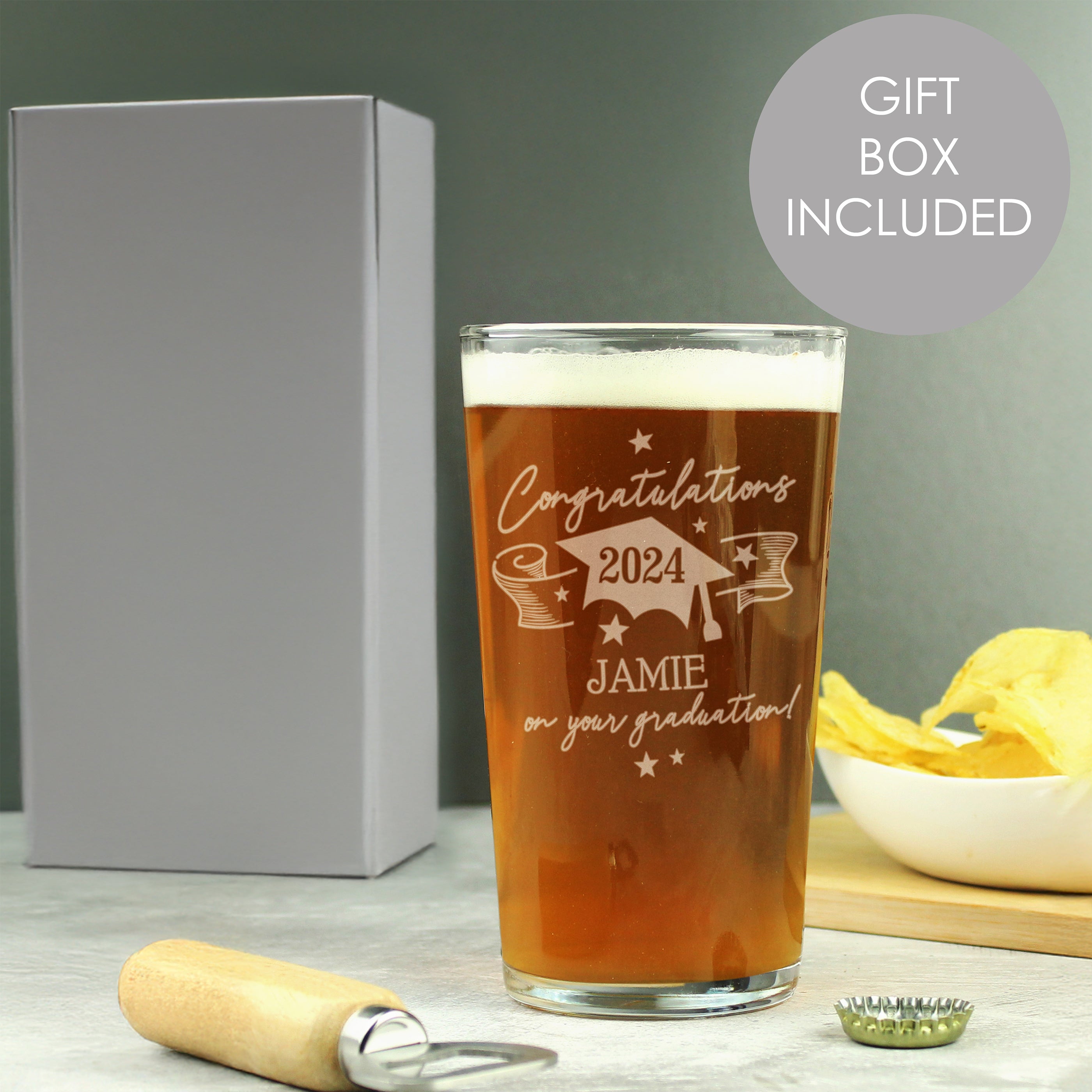 Personalised Graduation Pint Glass  