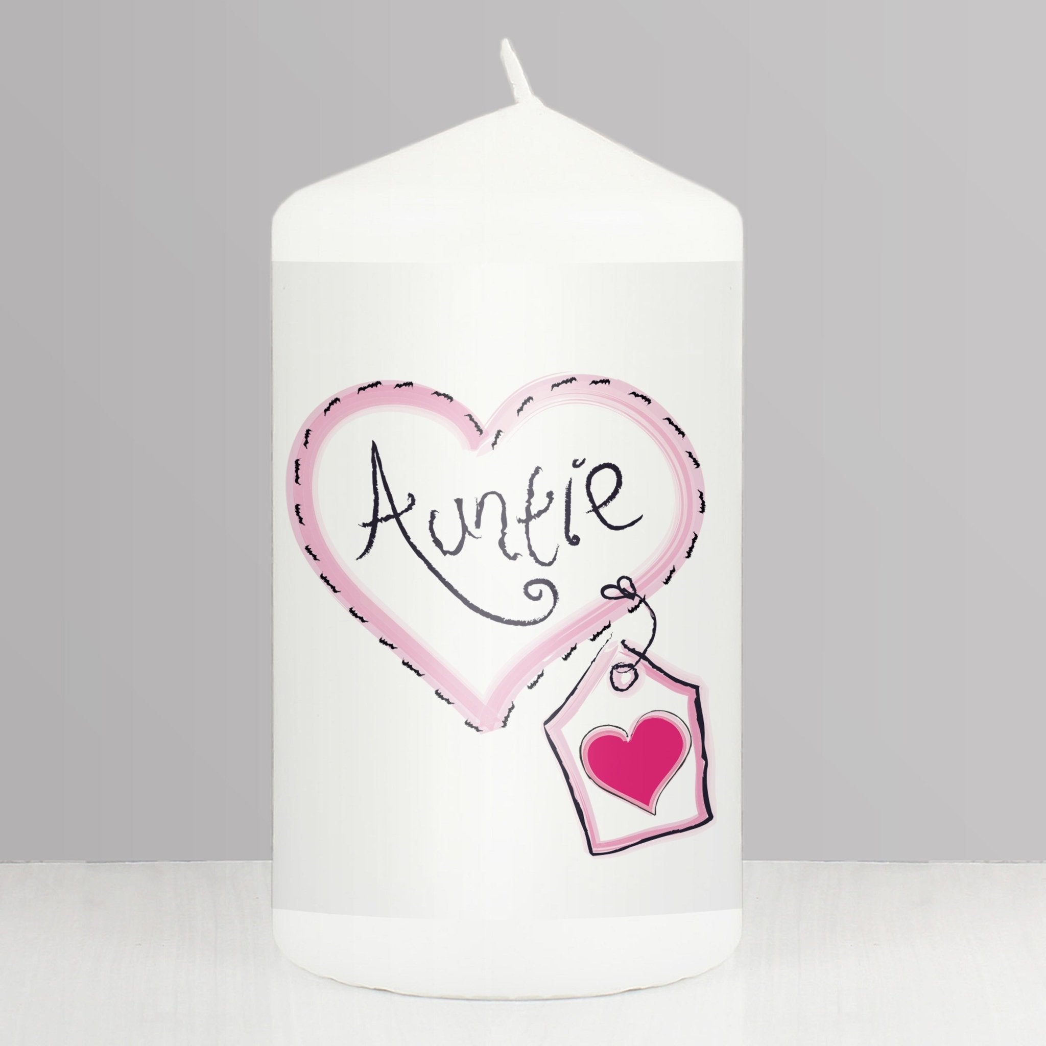 Auntie Heart Stitch Pillar Candle - Maker Mark Personalised Gifts