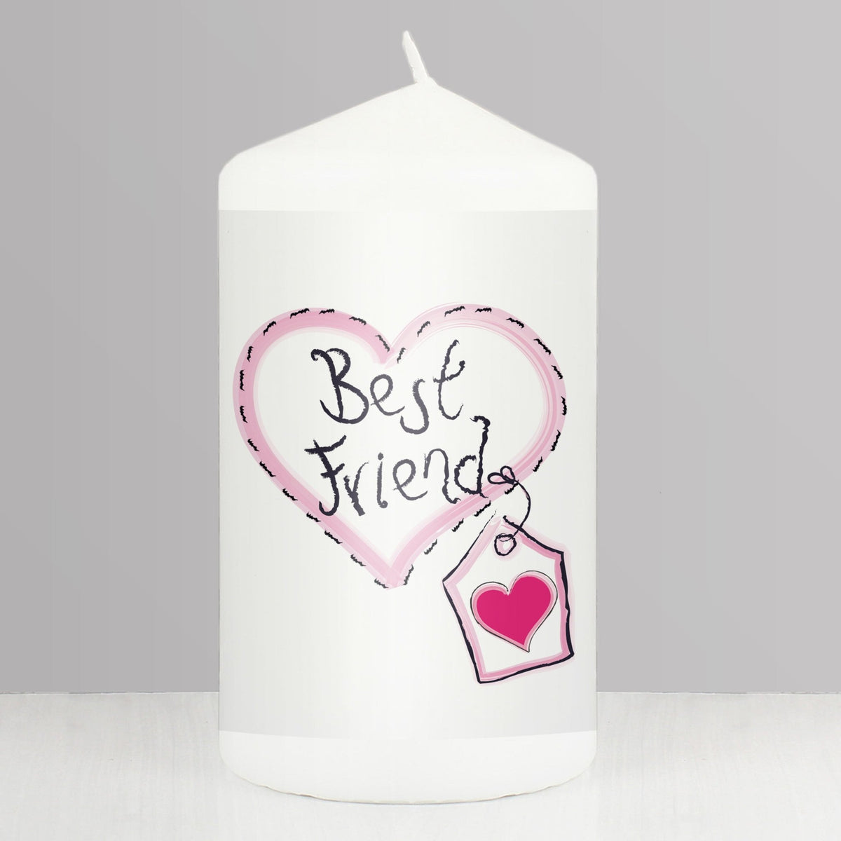 Best Friend Heart Stitch Pillar Candle - Maker Mark Personalised Gifts