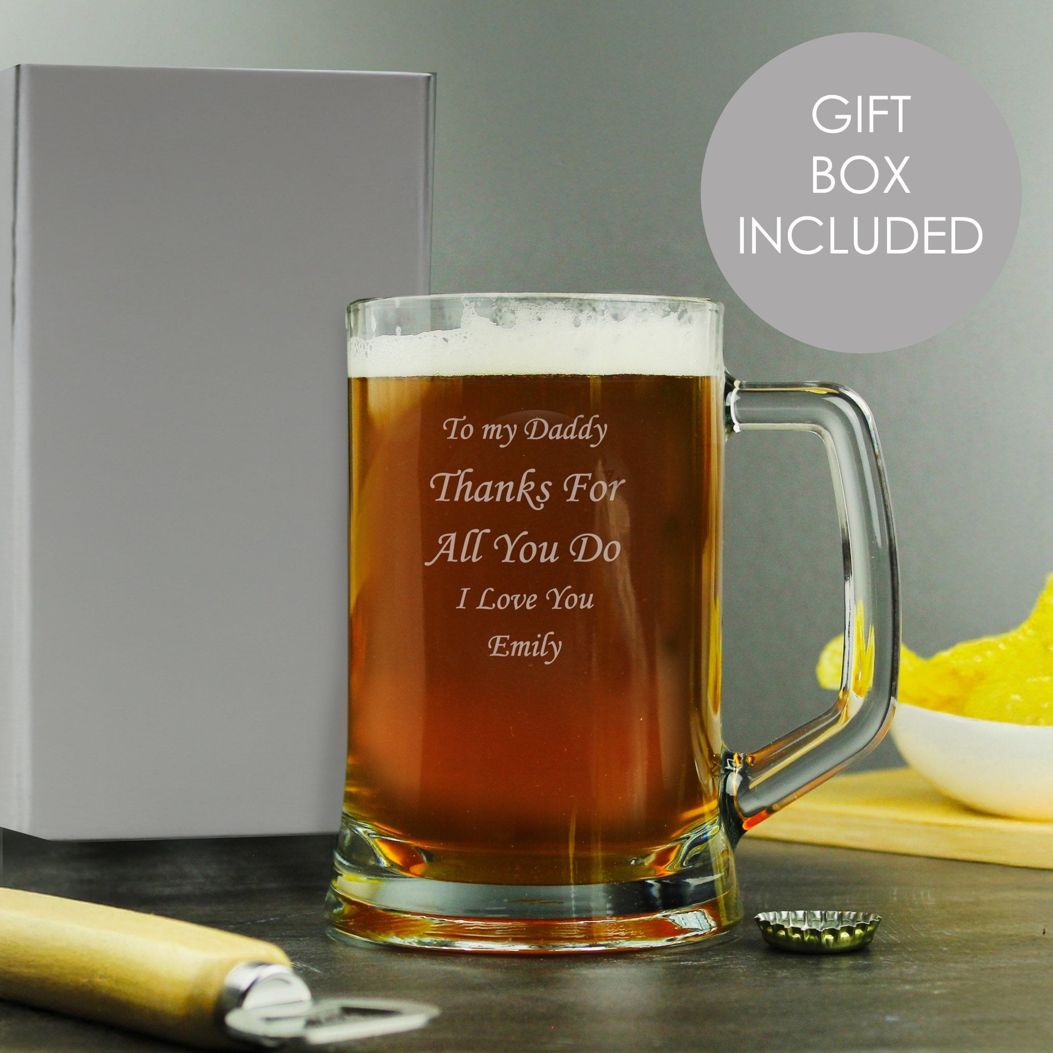 Engraved Personalised Glass Pint Stern Tankard - Maker Mark Personalised Gifts