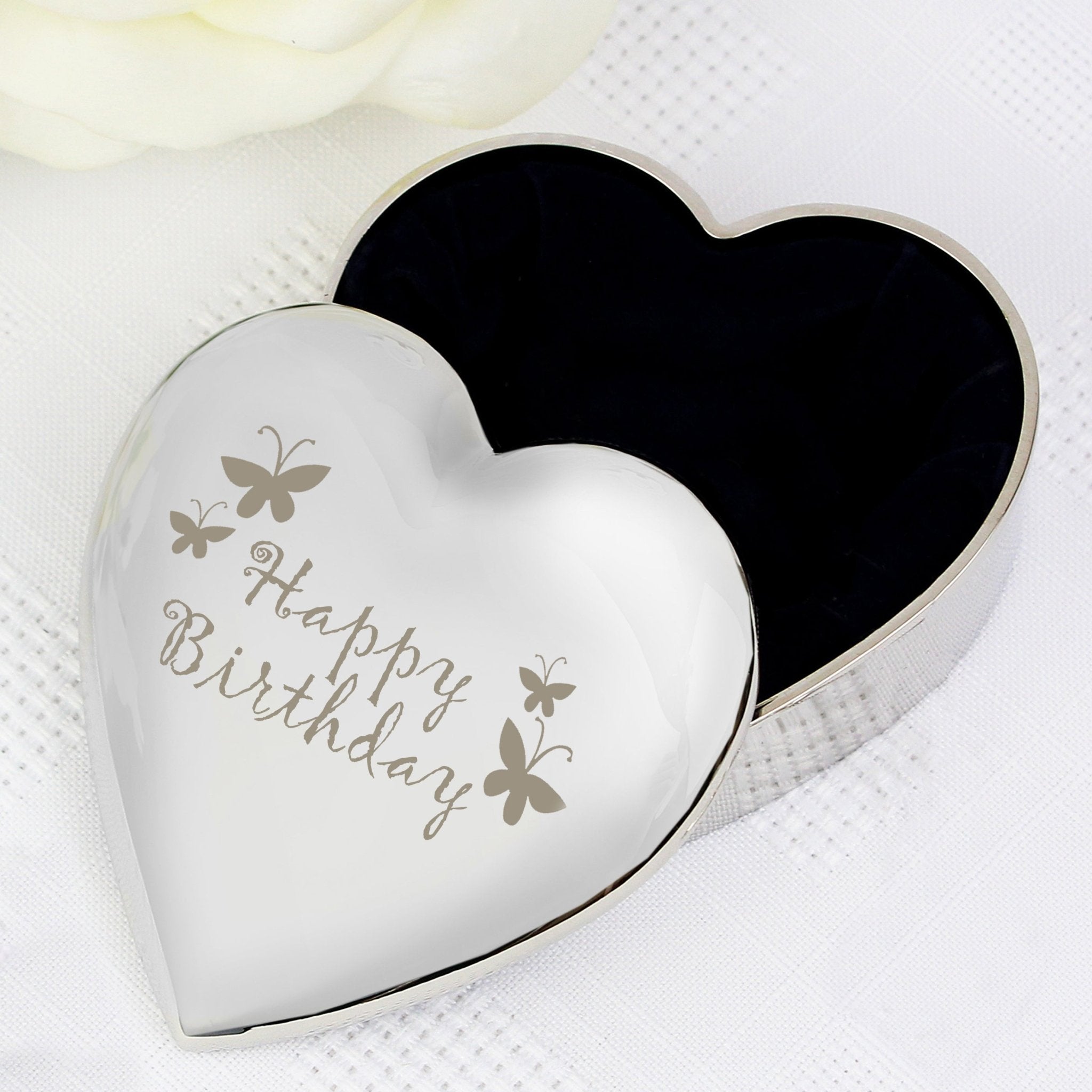 Happy Birthday Butterfly Heart Trinket Box - Maker Mark Personalised Gifts