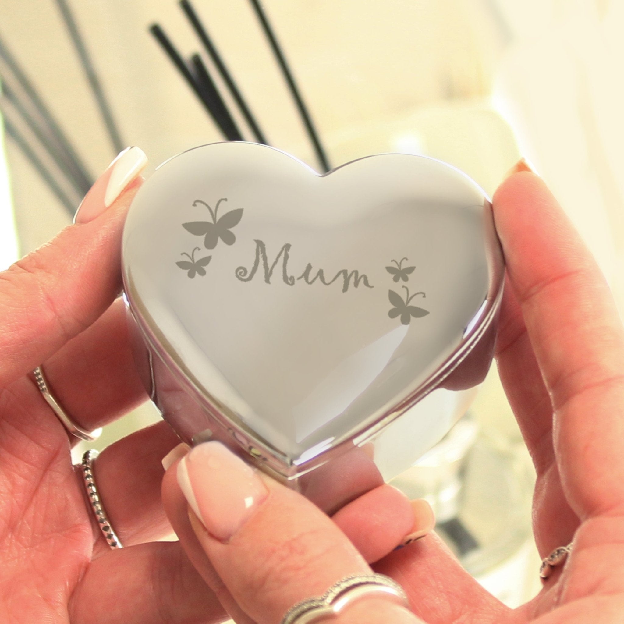 Mum Butterflies Heart Trinket Box - Maker Mark Personalised Gifts