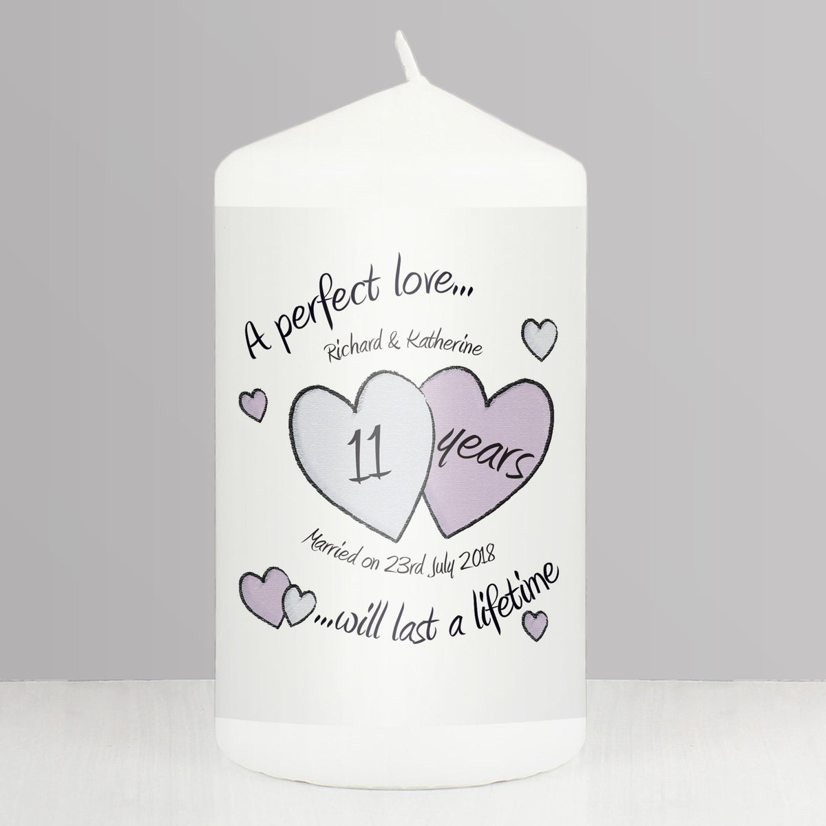 Personalised A Perfect Love Anniversary Pillar Candle - Maker Mark Personalised Gifts