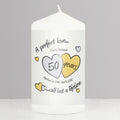 Personalised A Perfect Love Golden Anniversary Pillar Candle - Maker Mark Personalised Gifts