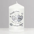 Personalised A Perfect Love Silver Anniversary Pillar Candle - Maker Mark Personalised Gifts