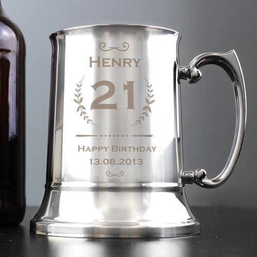 Personalised Age Crest Stainless Steel Tankard - Maker Mark Personalised Gifts