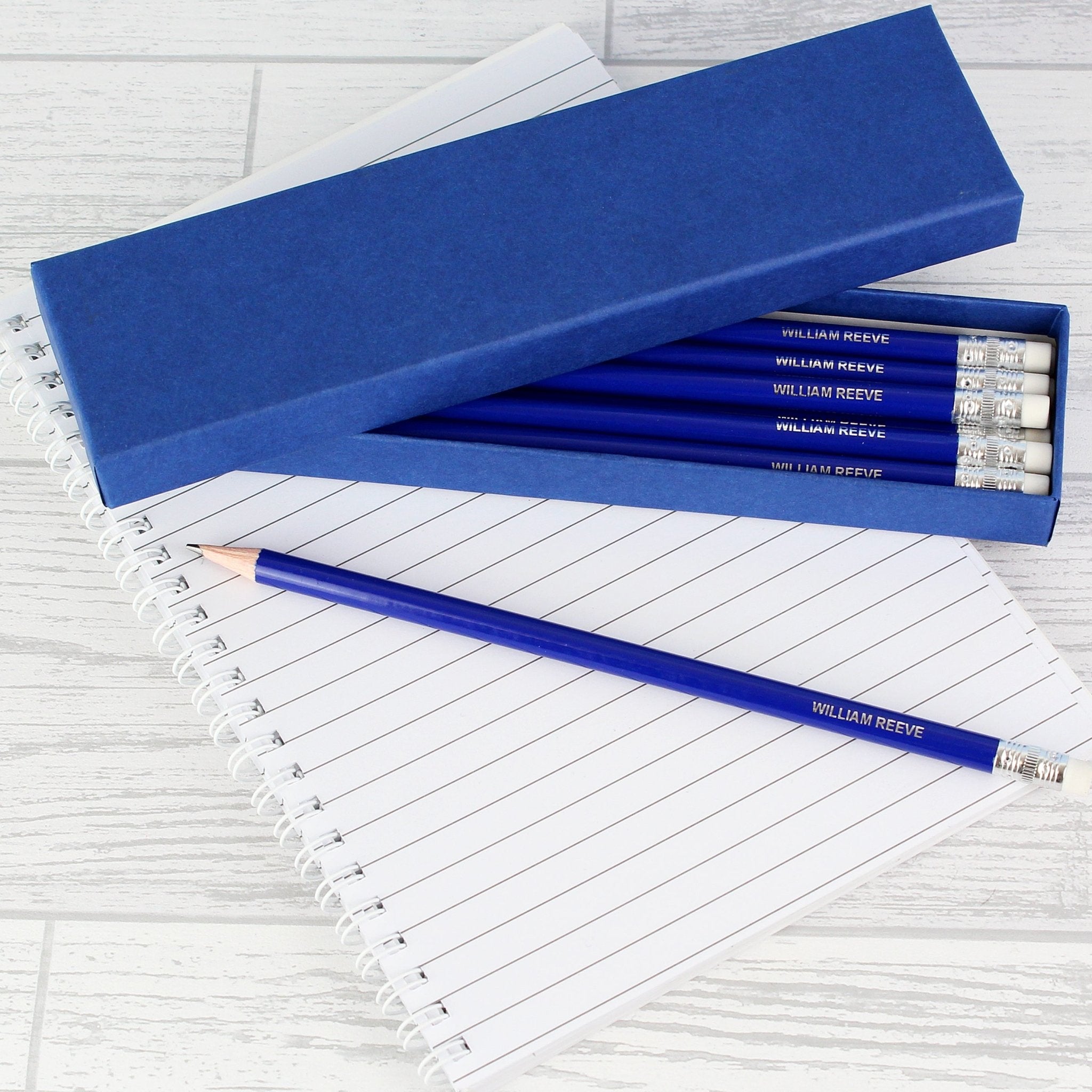 Personalised Box of 12 Blue HB Pencils - Maker Mark Personalised Gifts