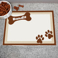 Personalised Brown Dotty Dog Pet Bowl Mat - Maker Mark Personalised Gifts