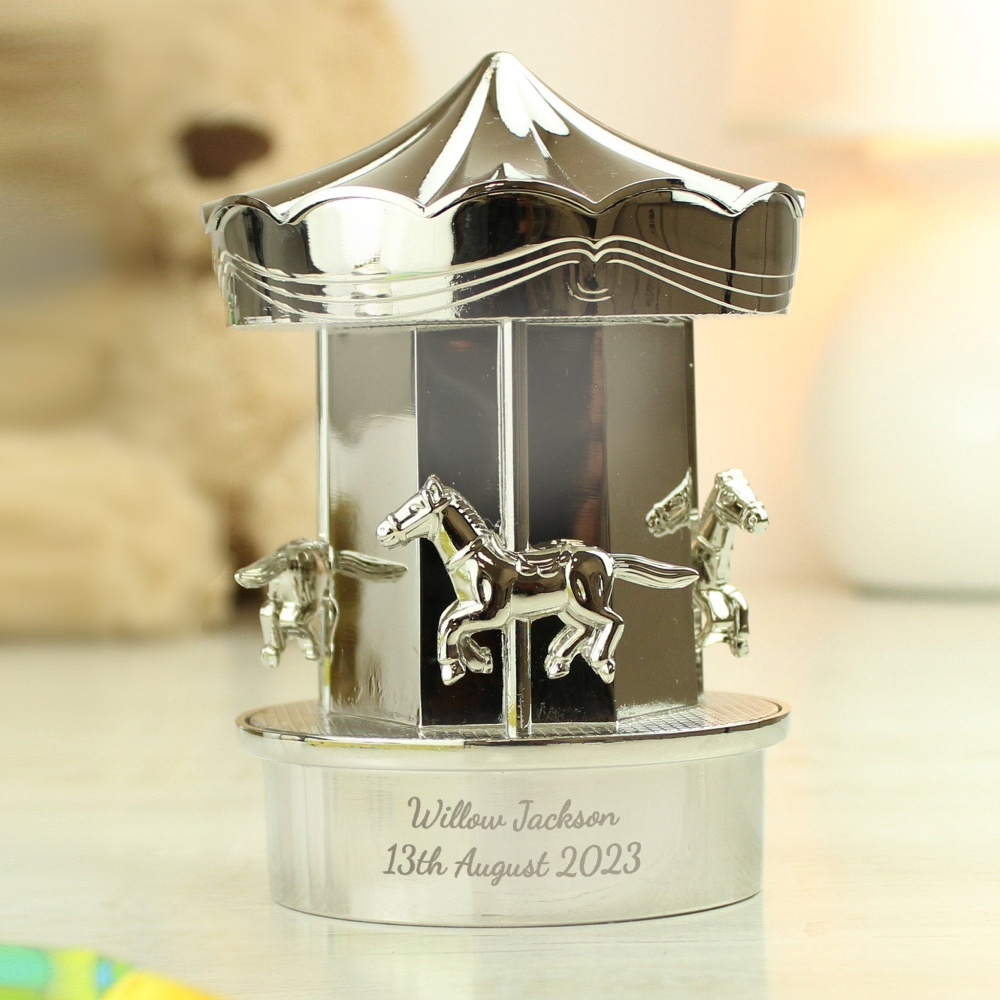 Personalised Carousel Money Box - Maker Mark Personalised Gifts