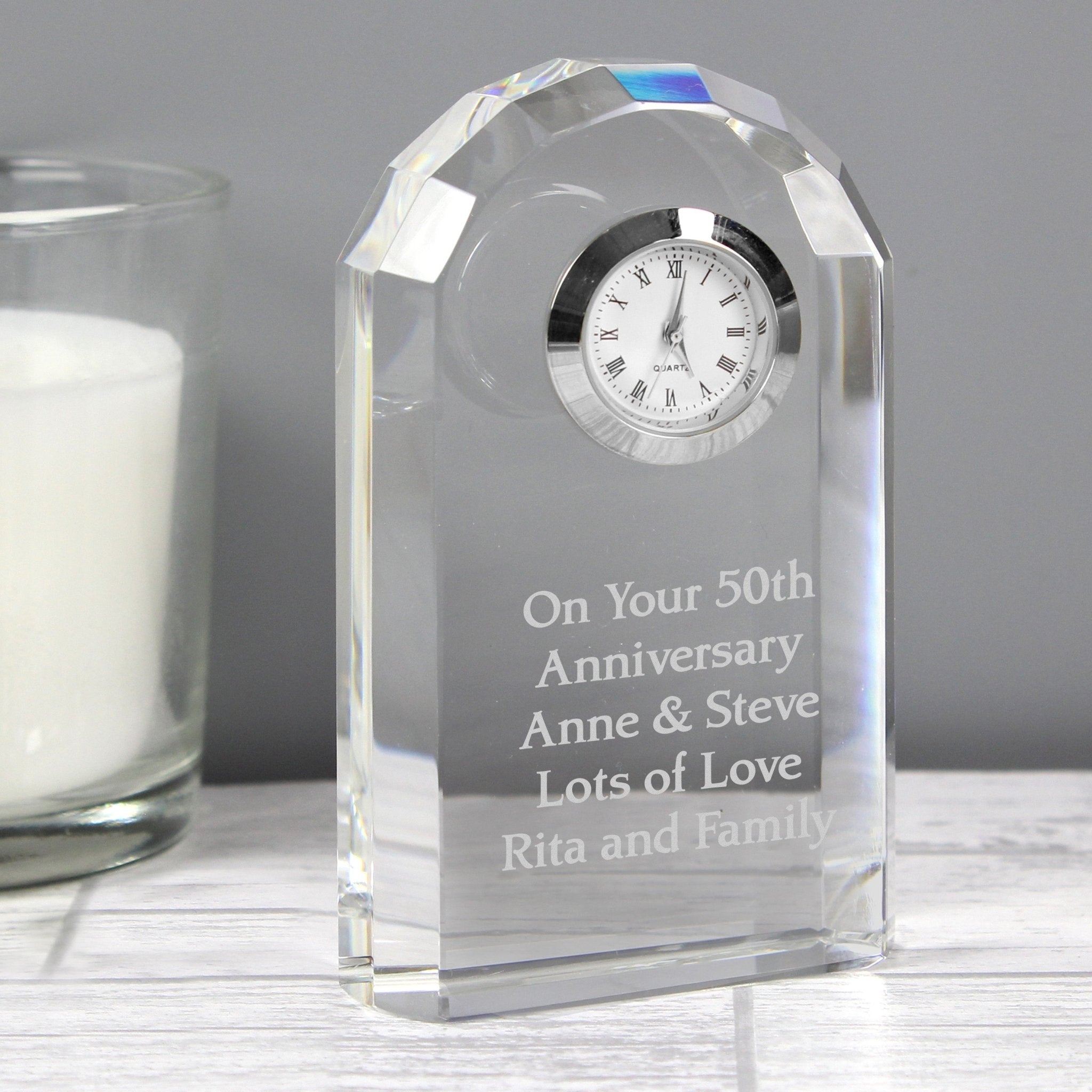 Personalised Crystal Clock - Maker Mark Personalised Gifts