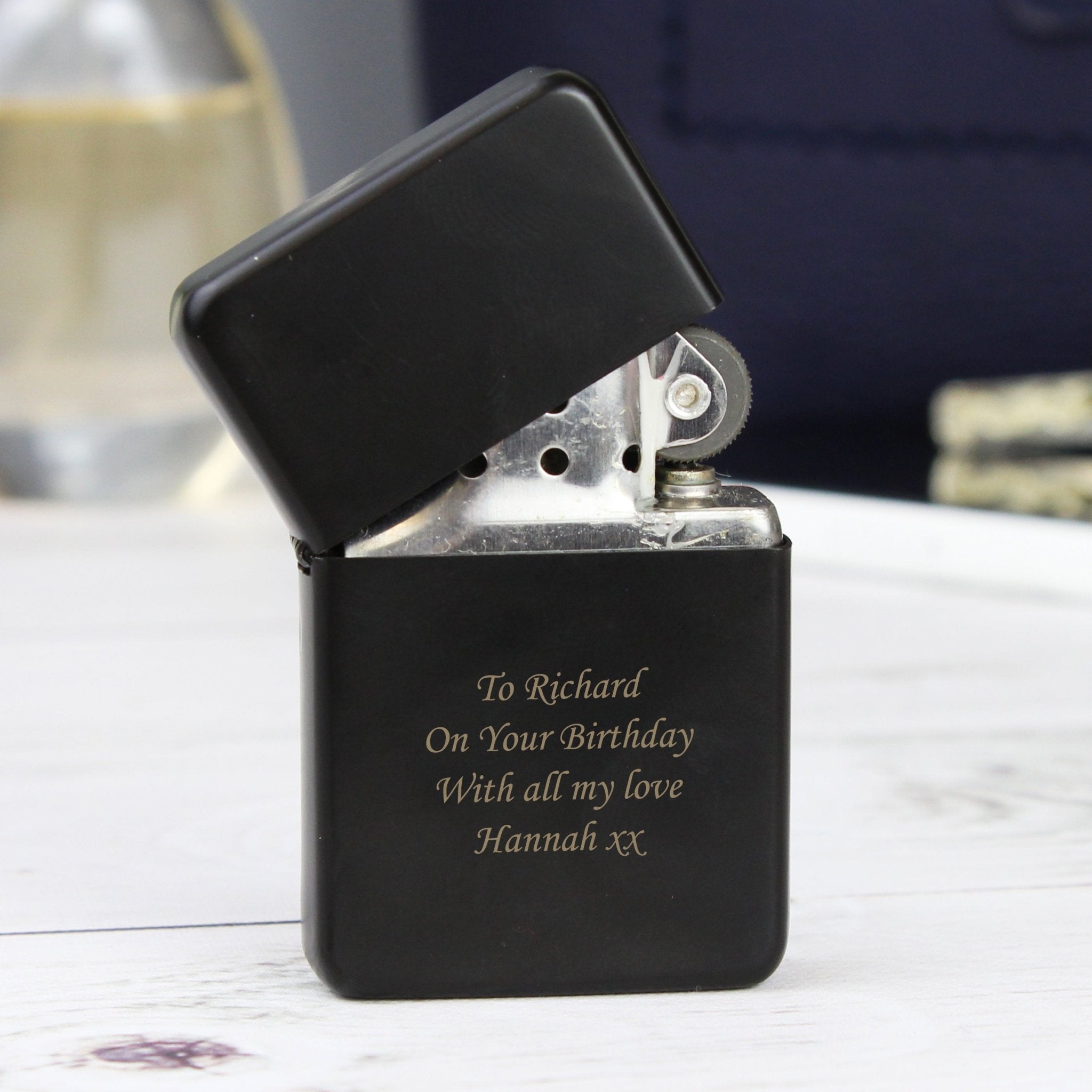 Personalised Engraved Black Lighter - Maker Mark Personalised Gifts