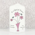 Personalised Flower in Vase Message Pillar Candle - Maker Mark Personalised Gifts