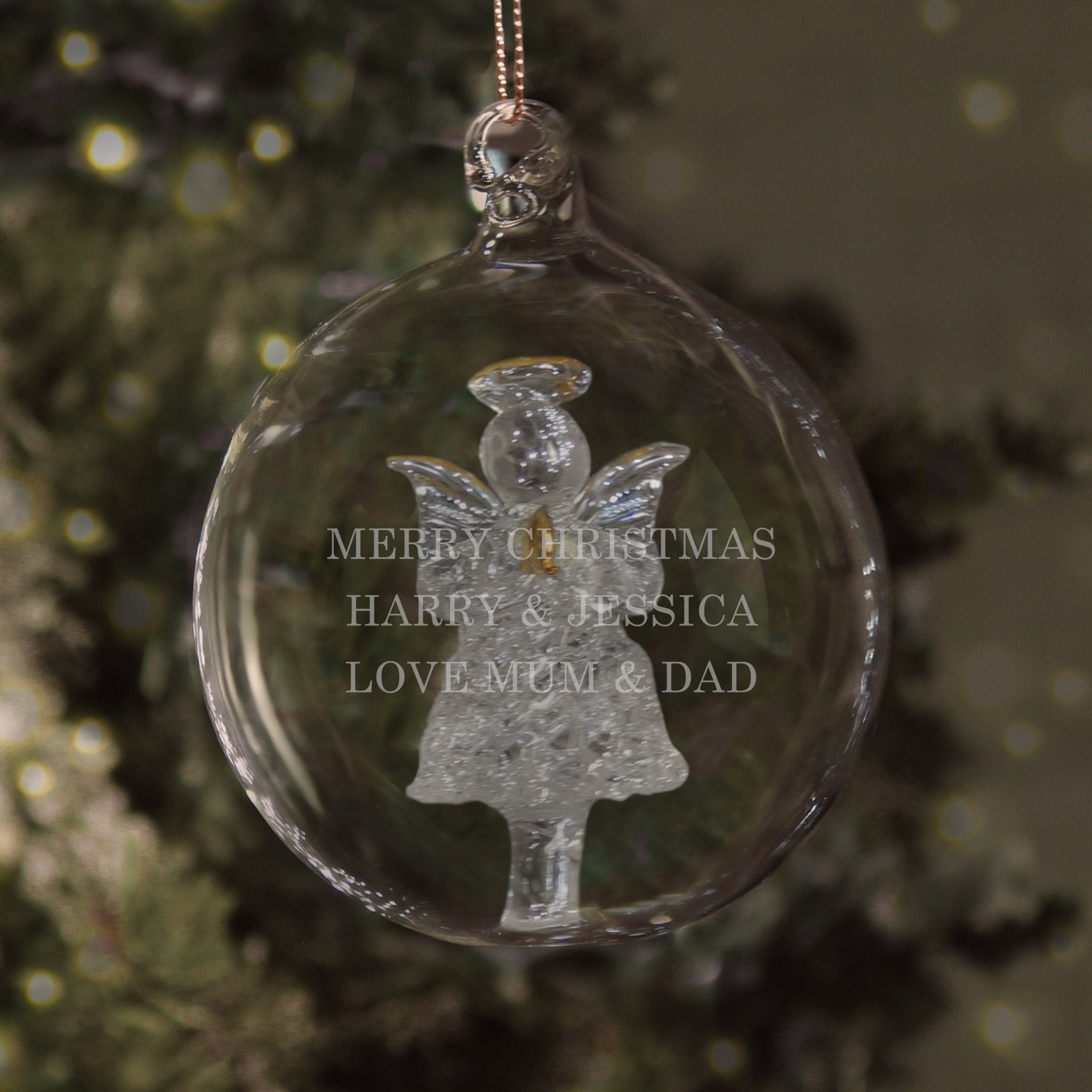 Personalised Glass Christmas Angel Bauble - Maker Mark Personalised Gifts
