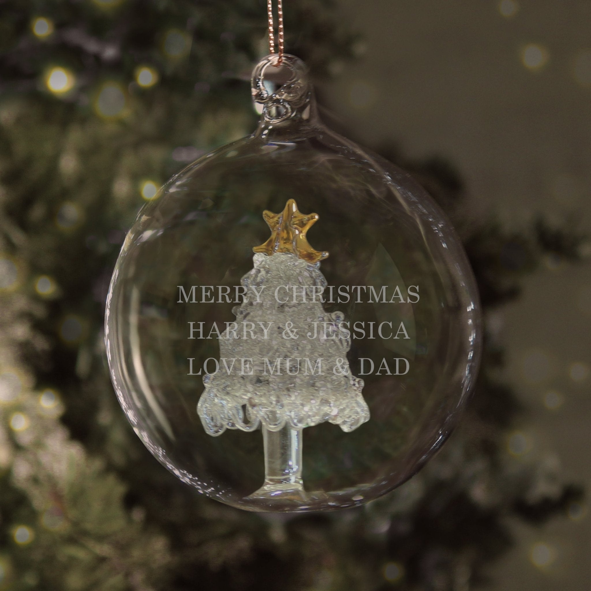 Personalised Glass Christmas Tree Bauble - Maker Mark Personalised Gifts