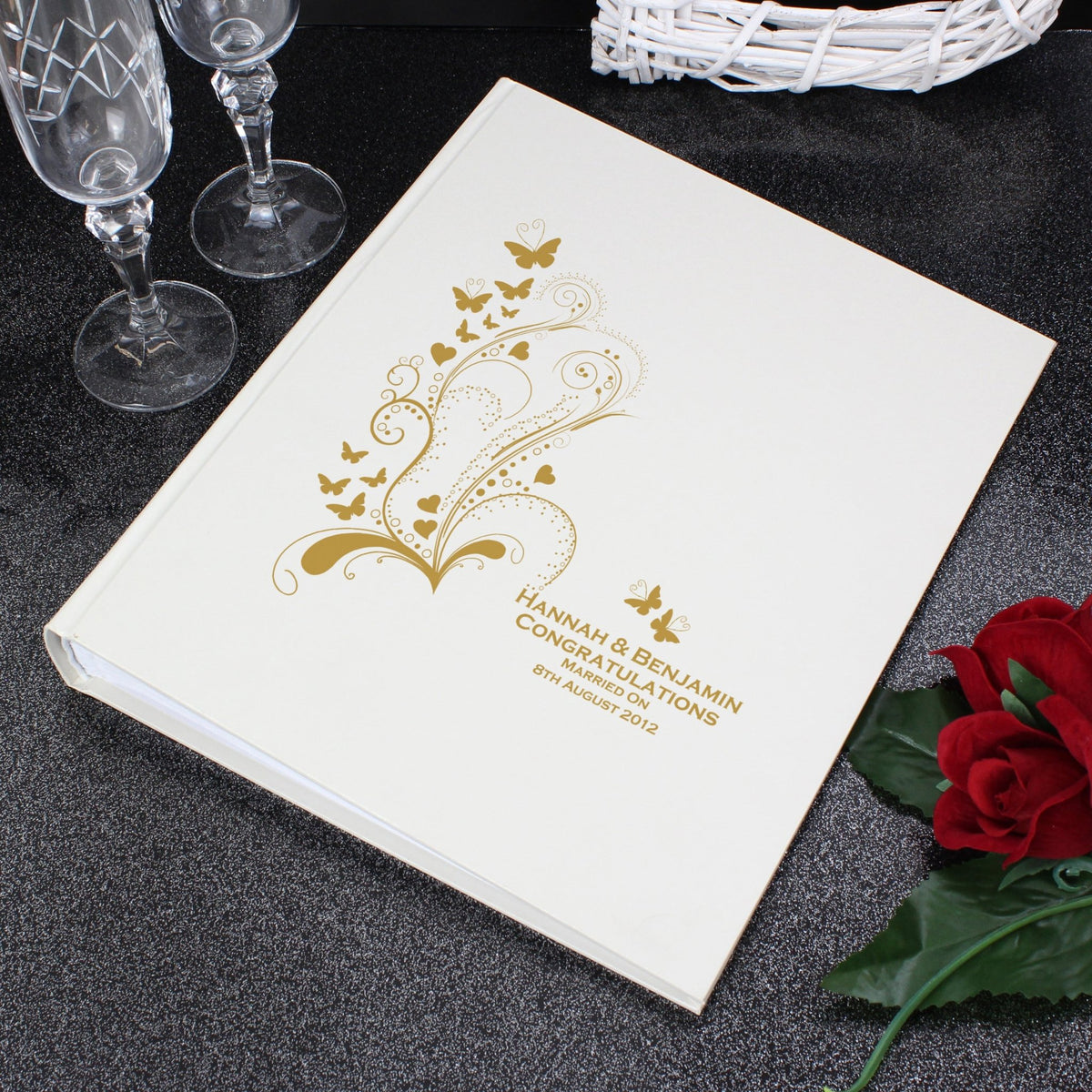 Personalised Gold Butterfly Swirl Traditional Photo Album - Maker Mark Personalised Gifts