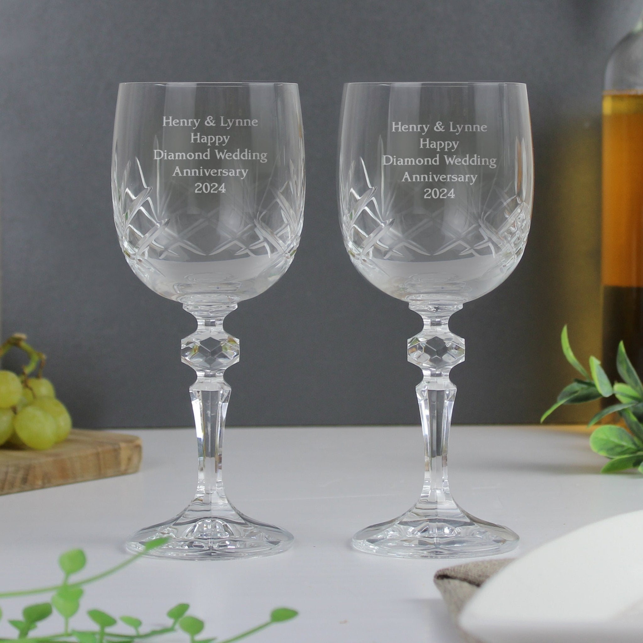 Personalised Pair of Crystal Wine Glasses - Maker Mark Personalised Gifts