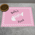 Personalised Pink Fish Bone Cat Pet Bowl Mat - Maker Mark Personalised Gifts