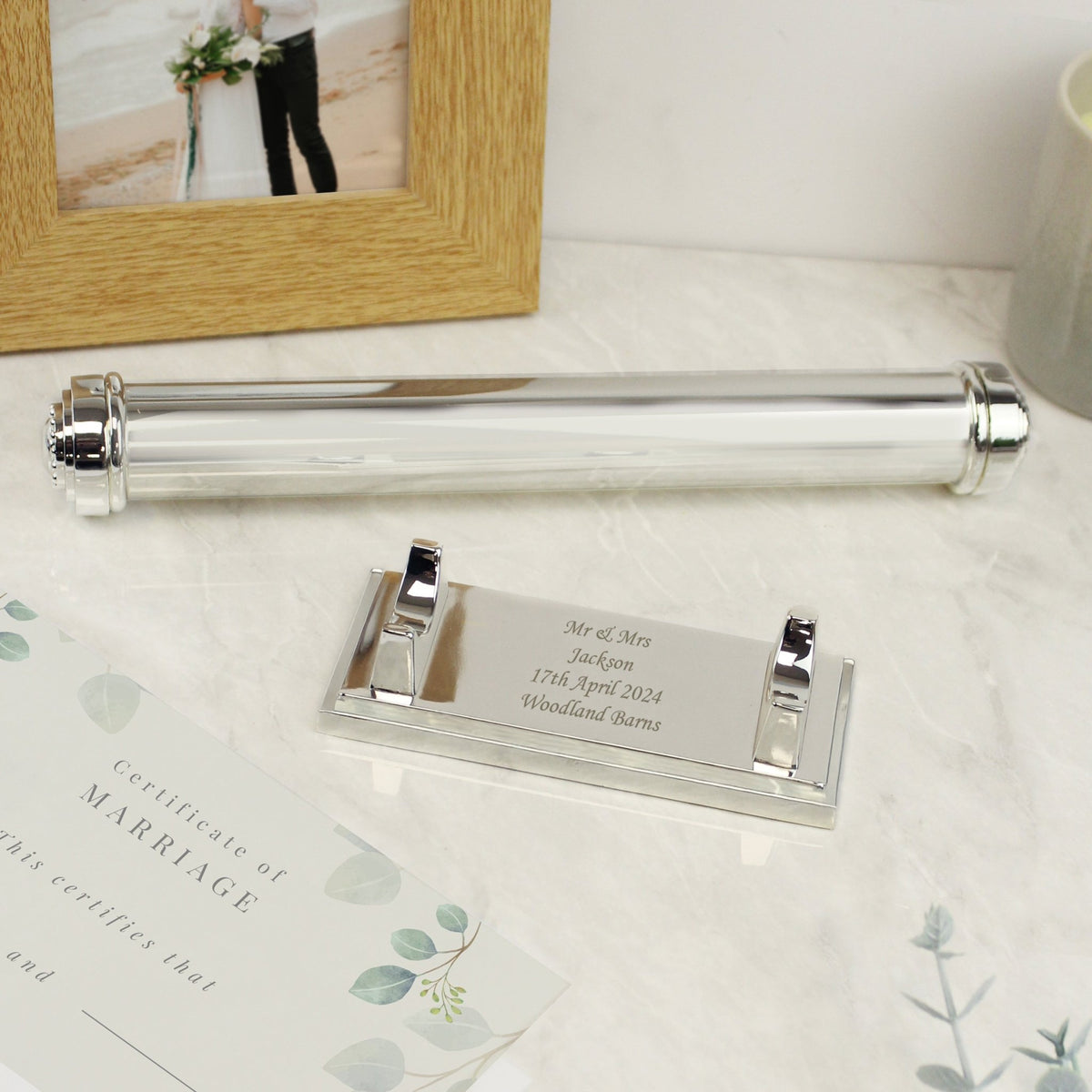 Personalised Plain Silver Plated Certificate Holder - Maker Mark Personalised Gifts
