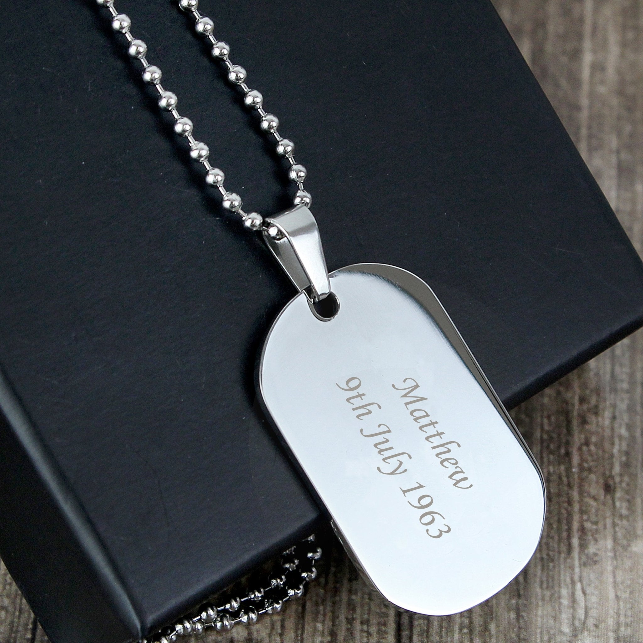 Personalised Stainless Steel Dog Tag Necklace - Maker Mark Personalised Gifts