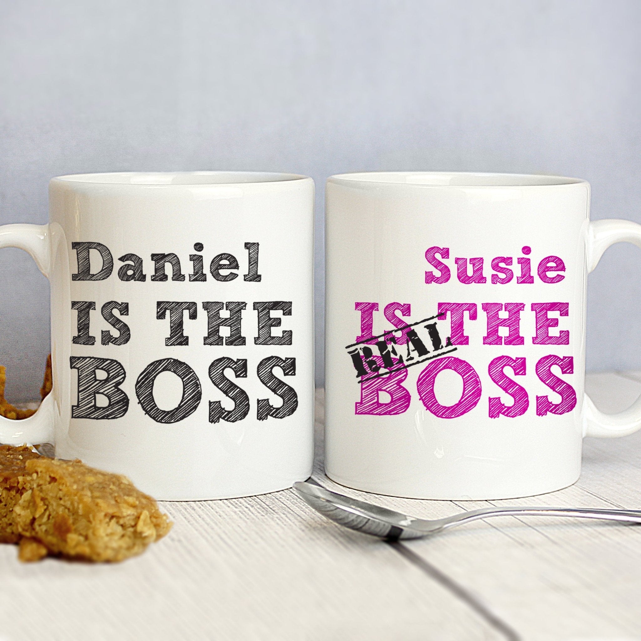 Personalised The Real Boss Sketch Mug Set - Maker Mark Personalised Gifts