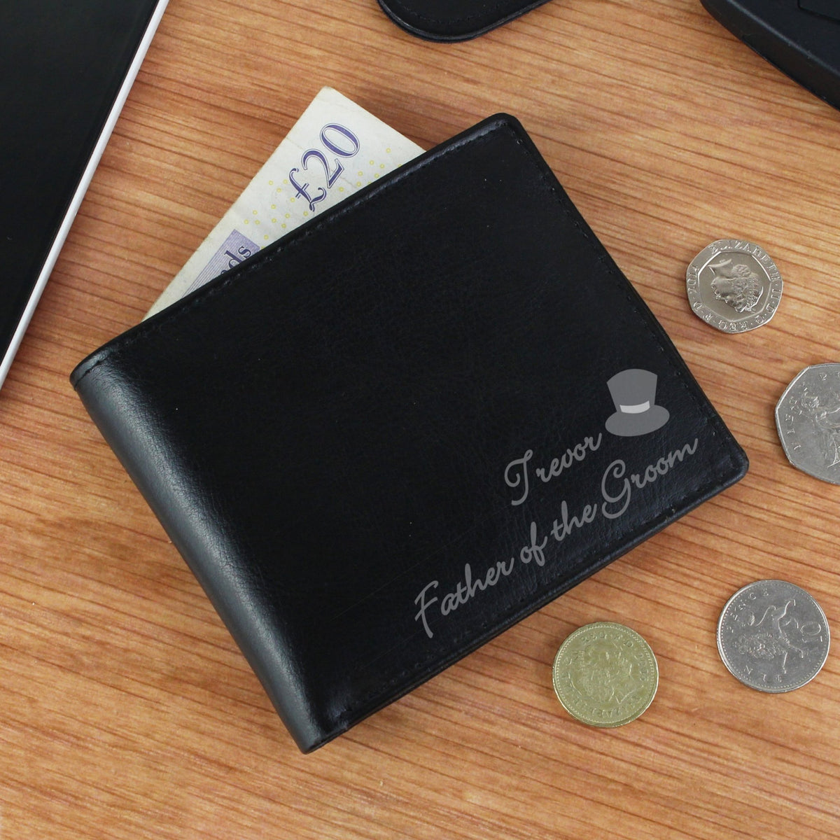 Personalised Top Hat Leather Wallet - Maker Mark Personalised Gifts
