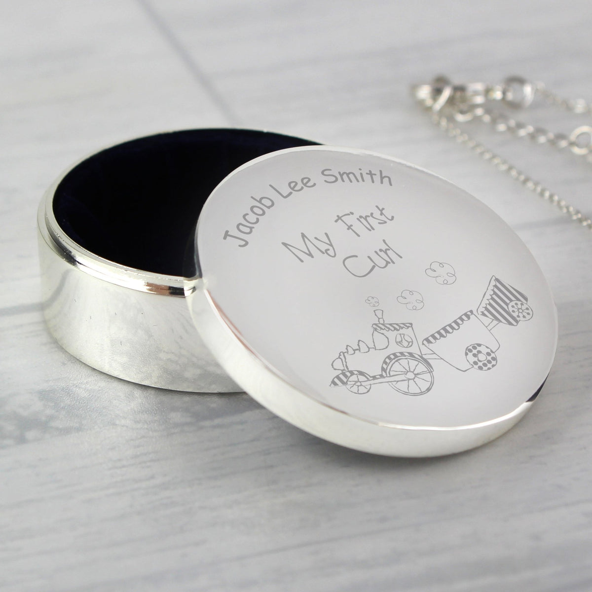 Personalised Train My First Curl Trinket Box - Maker Mark Personalised Gifts