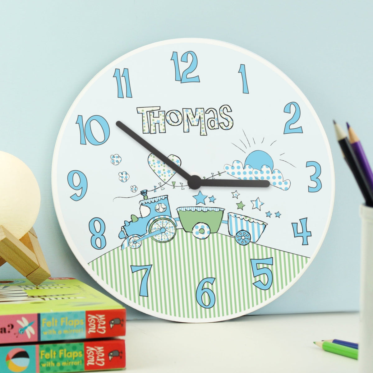 Personalised Whimsical Train Clock - Maker Mark Personalised Gifts