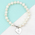 Personalised White Freshwater Scripted Initial Pearl Bracelet - Maker Mark Personalised Gifts