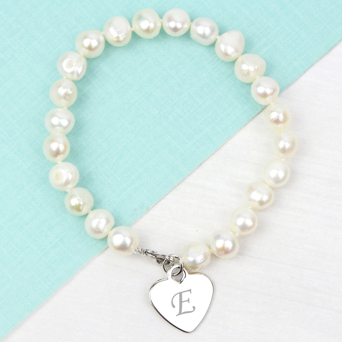Personalised White Freshwater Scripted Initial Pearl Bracelet - Maker Mark Personalised Gifts