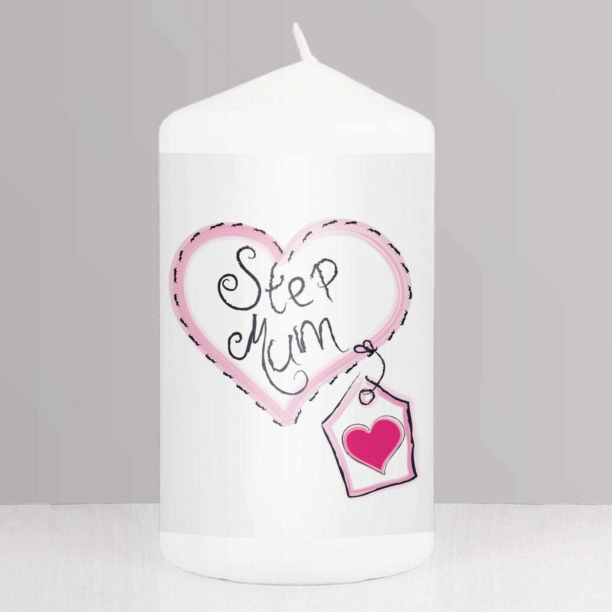 Step Mum Heart Stitch Pillar Candle - Maker Mark Personalised Gifts